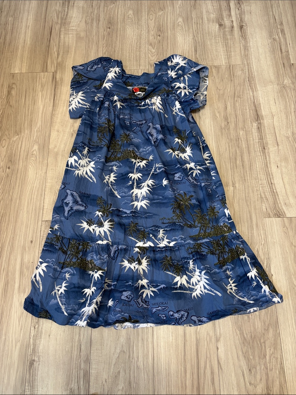 Hawaiian Blue Floral Midi Dress by